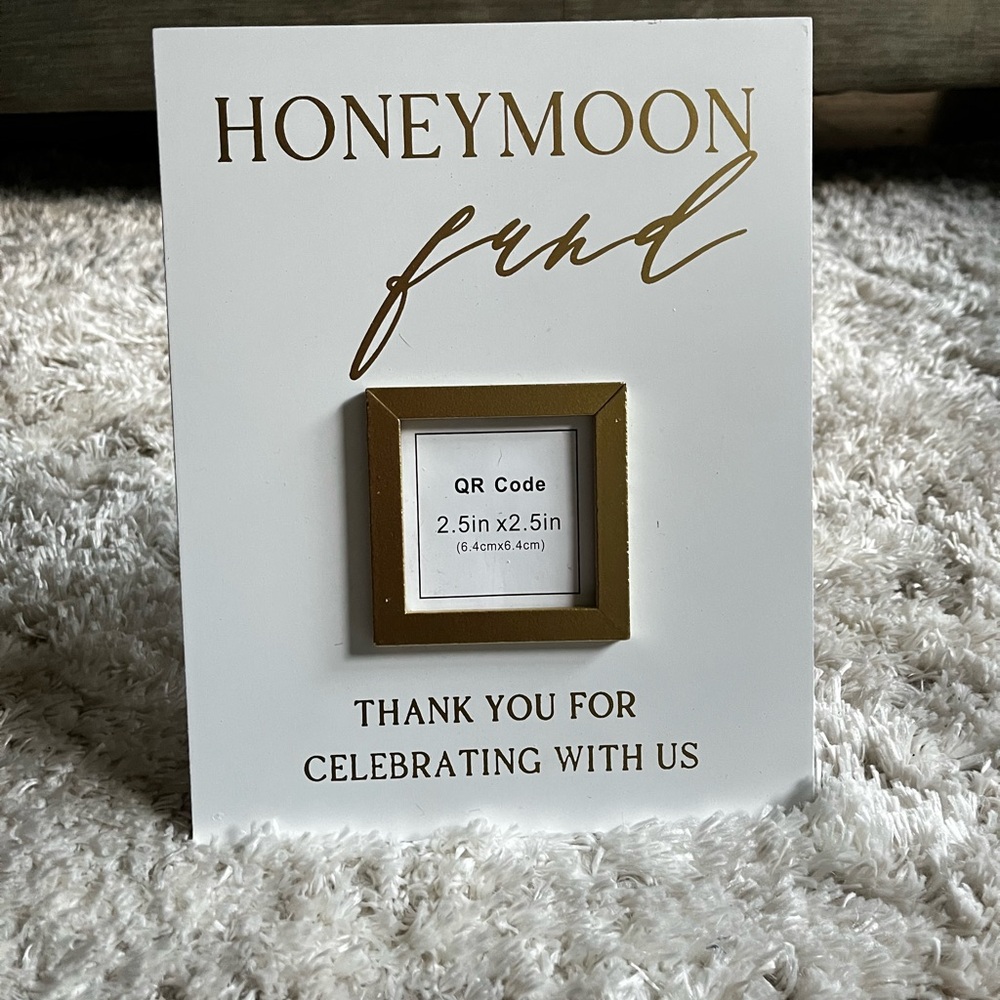 White and Gold Honeymoon Fund Frame